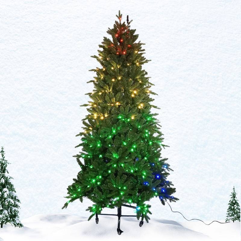 Hot Sale Custom Pre Lit PVC PE Outdoor Light Ornament LED Artificial Christmas Tree with Decoration